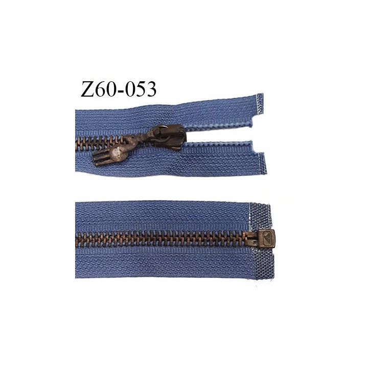 fermeture zip à glissière haut de gamme marque RIRI longueur 60 cm couleur bleu séparable largeur 3 cm