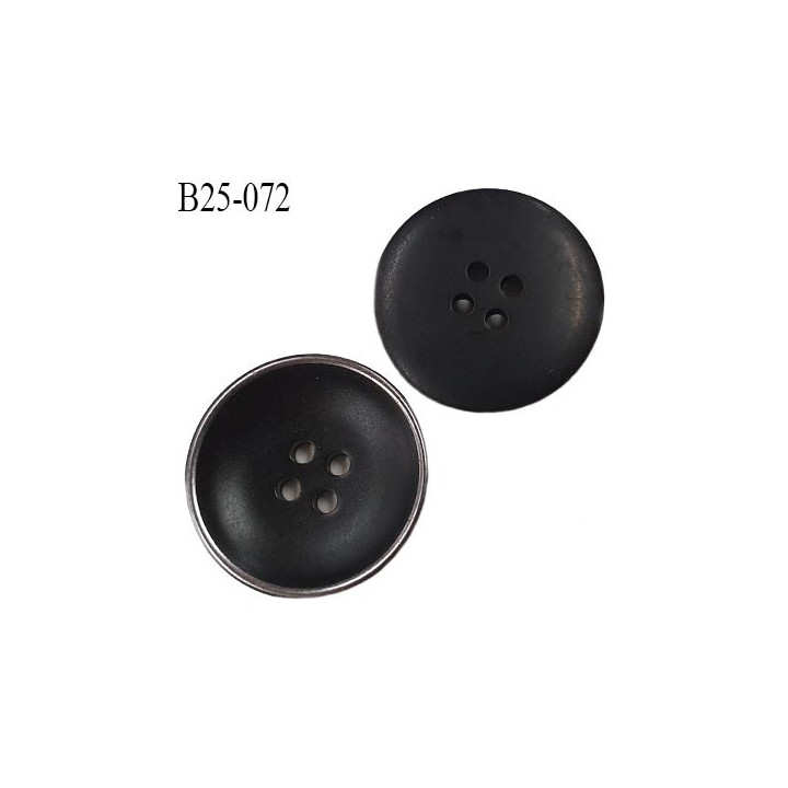Bouton 25 mm pvc haut de gamme couleur noir et acier chromé 4 trous diamètre 25 millimètres