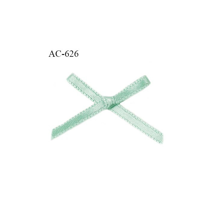 Noeud satin 36 mm lingerie haut de gamme couleur vert lagon satiné largeur 36 mm hauteur 25 mm
