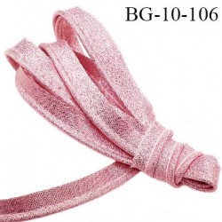 Passepoil 10 mm couleur rose brillant lurex superbe largeur 10 mm lien coton intérieur 2 mm largeur 10 mm prix du mètre