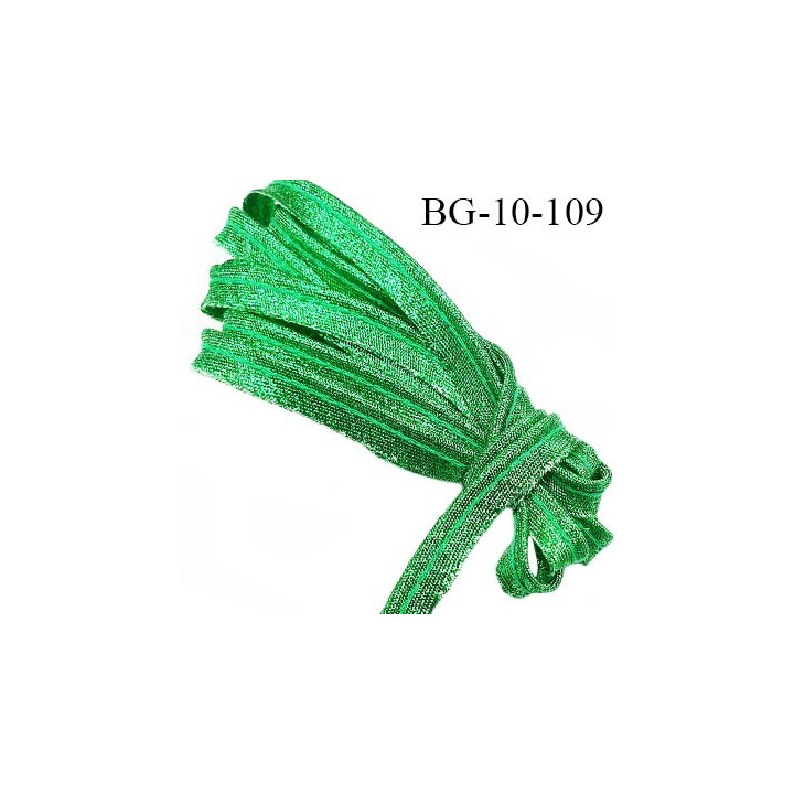 Passepoil 10 mm couleur vert brillant superbe largeur 10 mm  lien cordon coton intérieur 2 mm  largeur 10 mm  prix du mètre