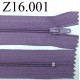 fermeture éclair longueur 16 cm couleur mauve non séparable zip nylon largeur 2.5 cm