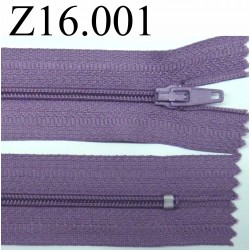 fermeture zip à glissière longueur 16 cm couleur mauve non séparable zip nylon largeur 2.5 cm