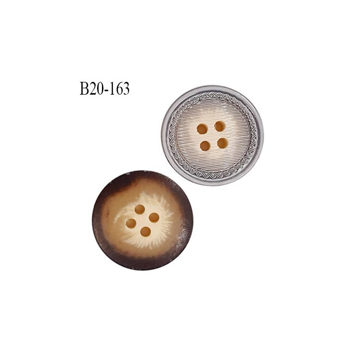 Bouton 20 mm pvc très haut de gamme couleur gris et beige 4 trous diamètre 20 mm épaisseur 3.5 mm