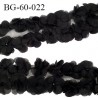 biais galon motif fleurs couleur noir largeur 60 mm largeur tulle 75 mm vendu au mètre