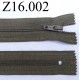 fermeture éclair longueur 16 cm couleur vert kaki non séparable zip nylon largeur 2.5 cm