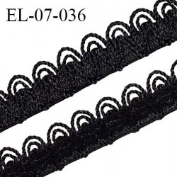 Elastique lingerie 7 mm picots boucles couleur noir largeur élastique plat 7 mm + largeur picots 5 mm prix au mètre