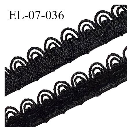 Elastique lingerie 7 mm picots couleur noir largeur élastique 7 mm + largeur picots 5 mm prix au mètre
