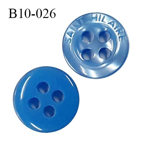 Bouton 10 mm très haut de gamme Saint Hilaire pvc couleur bleu 4 trous