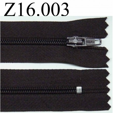 fermeture éclair longueur 16 cm couleur marron non séparable zip nylon largeur 2.5 cm