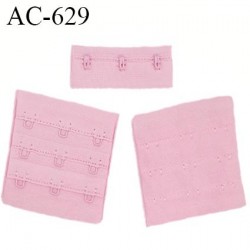 Agrafe attache 55 mm de soutien gorge 3 rangées 3 crochets largeur 58 mm hauteur 55 mm couleur rose