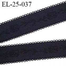 Elastique 27 mm picot bretelle et lingerie  couleur noir avec motif floral largeur 27 mm  prix au mètre