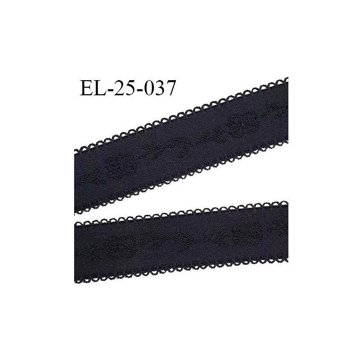 Elastique 27 mm picot bretelle et lingerie  couleur noir avec motif floral largeur 27 mm  prix au mètre