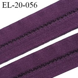 Elastique lingerie 20 mm pré plié avec picots couleur violet aubergine fabriqué en France