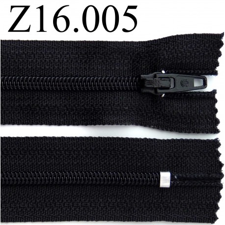 fermeture éclair longueur 16 cm couleur noir non séparable zip nylon largeur 2.5 cm