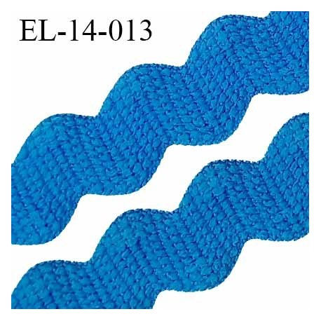 Elastique lingerie 14 mm croquet serpentine couleur bleu curaçao grande marque fabriqué en France largeur 14 mm prix au mètre