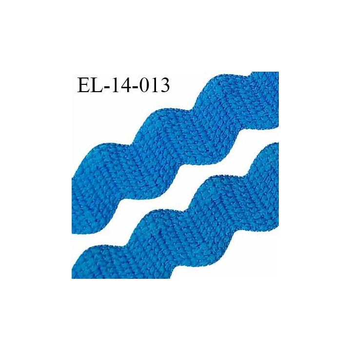 Elastique lingerie 14 mm croquet serpentine couleur bleu curaçao grande marque fabriqué en France largeur 14 mm prix au mètre
