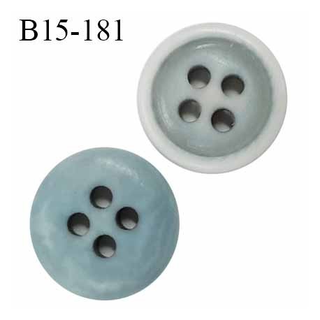 Bouton 15 mm pvc haut de gamme couleur bleu marbré 4 trous diamètre 15 mm épaisseur 3 mm prix à l'unité