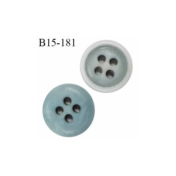 Bouton 15 mm pvc haut de gamme couleur bleu marbré 4 trous diamètre 15 mm épaisseur 3 mm prix à l'unité