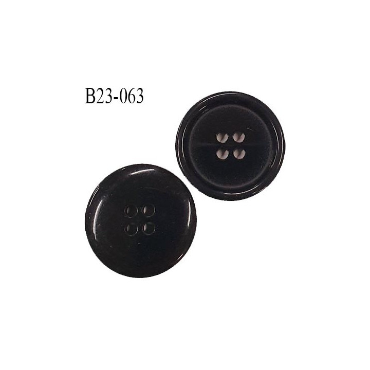 Bouton 23 mm  pvc bleu foncé brillant avec bordure épaisseur 4 mm diamètre 23 mm 4 trous très beau
