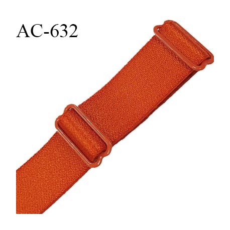 Bretelle 19 mm lingerie SG 2 barrettes couleur orange cuivré largeur 19 mm longueur 42 cm très haut de gamme prix à la pièce