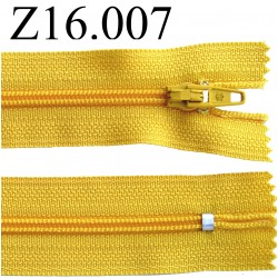 fermeture éclair longueur 16 cm couleur jaune non séparable zip nylon largeur 2.5 cm