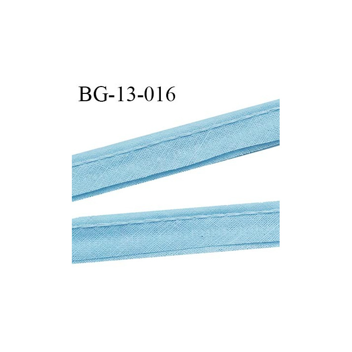 biais galon ruban passepoil en coton couleur bleu ciel avec cordon en coton très solide largeur 13 mm vendu au mètre