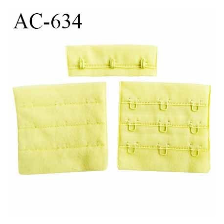 Agrafe attache 57 mm rallonge de soutien gorge 3 rangés 3 crochets largeur 57 mm hauteur 55 mm couleur jaune