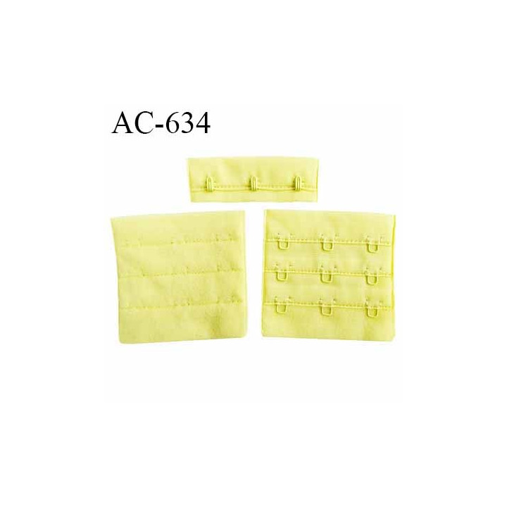 Agrafe attache 57 mm rallonge de soutien gorge 3 rangés 3 crochets largeur 57 mm hauteur 55 mm couleur jaune