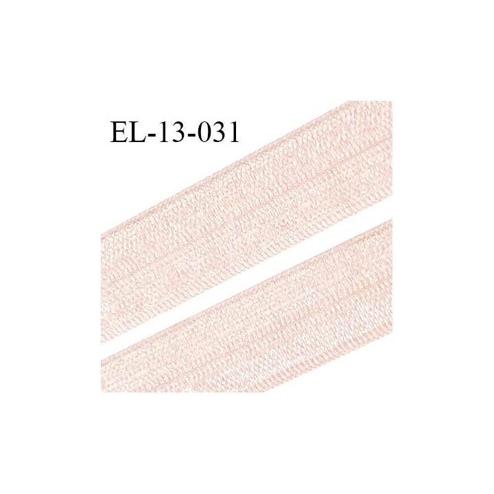 Elastique pré plié 13 mm lingerie couleur beige rosé brillant grande marque fabriqué en France  largeur 13 mm prix au mètre