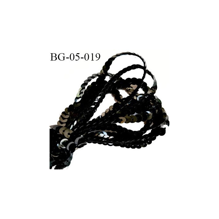 galon ruban sequin 5 mm   couleur noir très brillant largeur 6 mm prix au mètre
