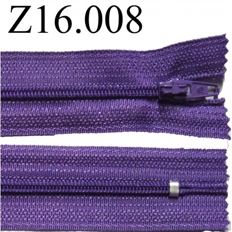 fermeture éclair longueur 16 cm couleur violet non séparable zip nylon largeur 2.5 cm