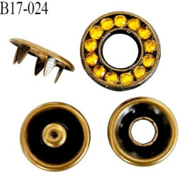 bouton 17 mm pression à griffe métal  couleur laiton ancien avec strass  5 griffes 17 mm ensemble de 4 pièces par bouton