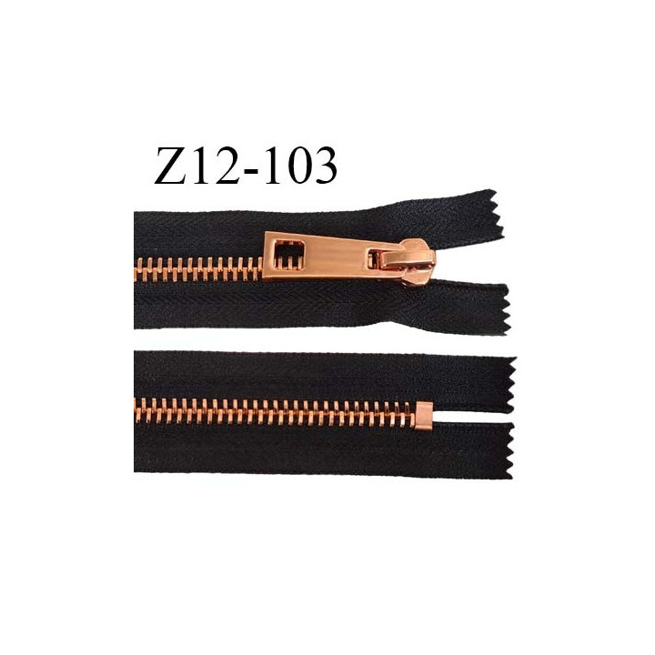 fermeture 12 cm   couleur noir non séparable zip glissière en métal métal couleur cuivre largeur 3,8 cm largeur du zip 8 mm
