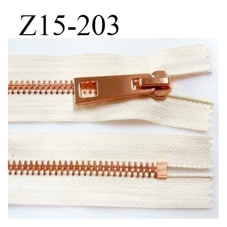 fermeture 15 cm couleur écru non séparable zip glissière en métal métal couleur cuivre largeur 3,8 cm largeur du zip 8 mm