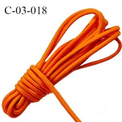 Cordon 3 mm coton et synthétique avec lien intérieur couleur orange très solide diamètre 3 mm Fabriqué en Europe prix au mètre