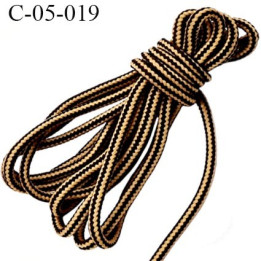 cordon ou lacet synthétique 5 mm  couleur jaune beige et marron diamètre 5 mm haut de gamme très solide prix au mètre