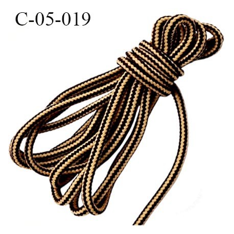 cordon ou lacet synthétique 5 mm couleur jaune beige et marron diamètre 5 mm haut de gamme très solide prix au mètre