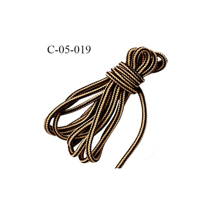 cordon ou lacet synthétique 5 mm  couleur jaune beige et marron diamètre 5 mm haut de gamme très solide prix au mètre