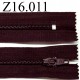 fermeture éclair longueur 16 cm couleur prune foncé tirant sur le marron non séparable zip nylon largeur 2.5 cm