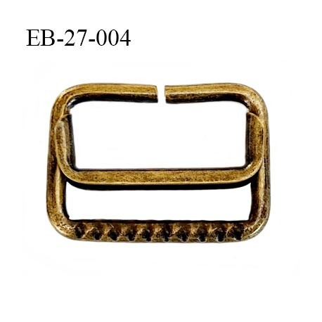 Boucle étrier rectangle 27 mm coulissant métal couleur laiton vieilli largeur extérieur 3 cm intérieur 2.7 cm hauteur 2.4 cm