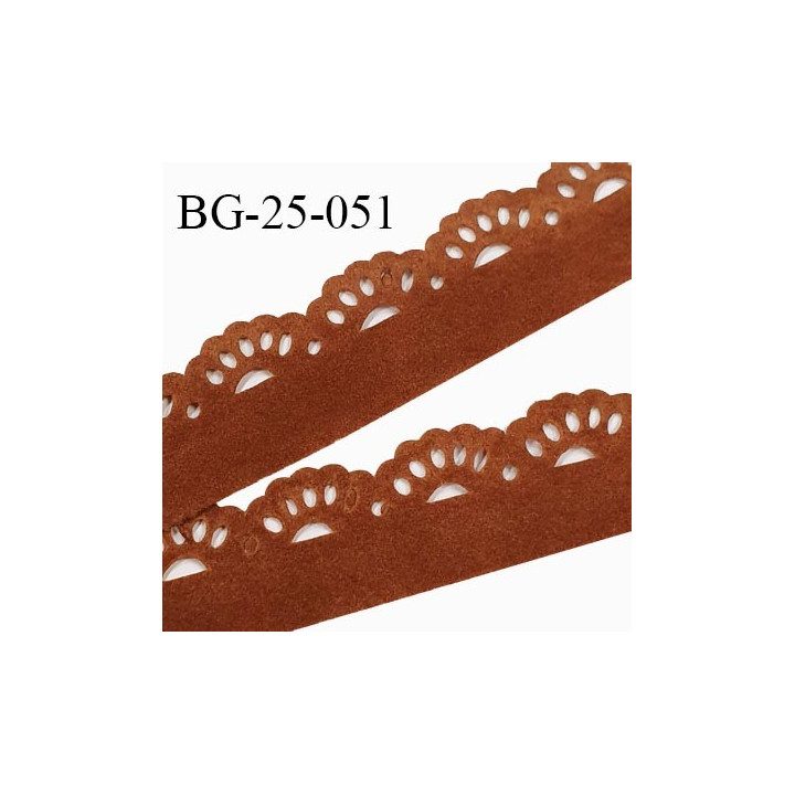 Biais galon perforé façon daim agréable au toucher et souple largeur 25 mm couleur marron prix au mètre