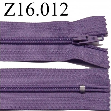 fermeture éclair longueur 16 cm couleur violet clair non séparable zip nylon largeur 2.5 cm