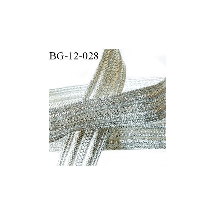 Galon ruban 12 mm lurex couleur argent brillant largeur 12 mm prix au mètre