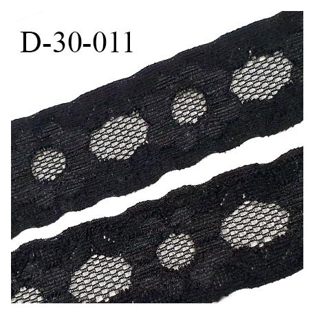 dentelle synthétique elastique lycra couleur noir douce au touché largeur 30 mm prix au mètre