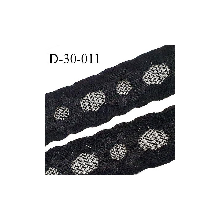 Dentelle synthétique élastique lycra couleur noir douce au toucher largeur 30 mm prix au mètre