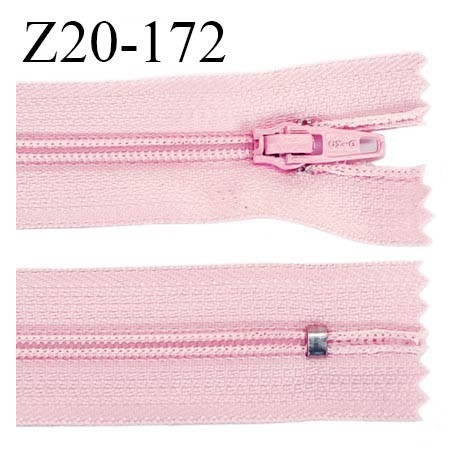 fermeture zip longueur 20 cm couleur rose non séparable largeur 2.4 cm glissière nylon largeur 4 mm