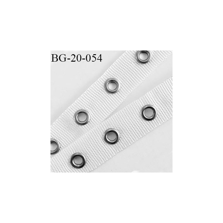 Sangle 20 mm synthétique couleur blanc avec oeillets prix du mètre
