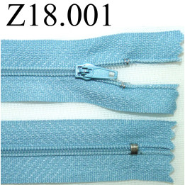 fermeture éclair  longueur 18 cm couleur bleu non séparable zip nylon largeur 2.5 cm