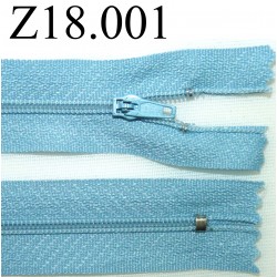 fermeture éclair longueur 18 cm couleur bleu non séparable zip nylon largeur 2.5 cm